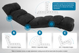 NNEDPE Adjustable Cushioned Floor Gaming Lounge Chair 175 x 56 x 20cm - Black