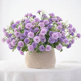 NNETM Bundle of 6: Realistic 20-Head Purple Hydrangea Silk Flowers