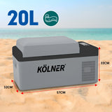 NNEDPE Kolner 20L Portable Fridge Cooler Freezer Camping Food Storage Grey