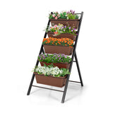 NNECW 5-tier Vertical Raised Garden Bed with 5 Container Boxes-Brown