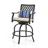 NNECW Set of 2 Outdoor Bar Height Chair with Soft Cushions for Poolside Backyard Garden
