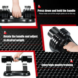 NNECW 5-in-1 Adjustable Dumbbell with Tray and Non-slip Metal Handle