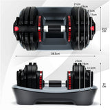 NNECW Adjustable Single Dumbbell Set with 18 Weights for Strength Training