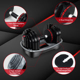 NNECW Adjustable Single Dumbbell Set with 18 Weights for Strength Training
