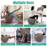 NNECW Pilates Exercise Balance Training Yoga Ball with Handle &amp Pump-Coffee