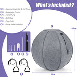 NNECW Pilates Exercise Balance Training Yoga Ball with Handle &amp Pump-Grey