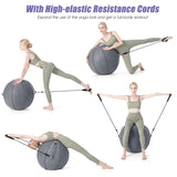NNECW Pilates Exercise Balance Training Yoga Ball with Handle &amp Pump-Grey