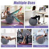 NNECW Pilates Exercise Balance Training Yoga Ball with Handle &amp Pump-Grey