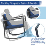 NNECW 3 Pieces Outdoor Rocking Bistro Set for Garden Backyard &amp Poolside-Navy