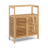 NNECW Bamboo Bathroom Storage Cabinet with Removable Shelf for Bathroom Living Room