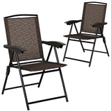 NNECW 2 Pieces Patio Folding Chairs with Armrest