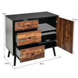 NNECW Vintage Wooden Adjustable Storage Cabinet Drawers