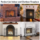 NNECW Single Panel Fireplace Screen with Metal Mesh for Baby or Pet Safe