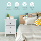 NNECW Nightstand with 3 Drawers for Living Room and Bedroom-Black