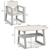 NNECW 3 Piece Kids Table and 2 Chairs Set with Storage Shelf