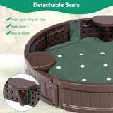 NNECW 120 cm Round Sandbox with Waterproof Cover for 3 Kids
