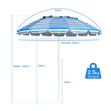 NNECW 2.45M Outdoor Umbrella Potable Sun Shade Shelter Garden Patio Parasol Canopy-Blue