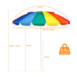 NNECW 2.45M Outdoor Umbrella Potable Sun Shade Shelter Garden Patio Parasol Canopy-Multicolor