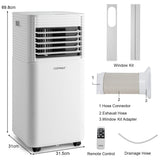 NNECW 7000 BTU/2050W Portable Air Conditioner with 2 Fan Speeds & 4 Casters