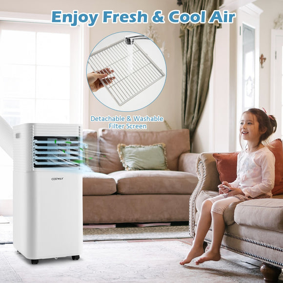 NNECW 7000 BTU/2050W Portable Air Conditioner with 2 Fan Speeds & 4 Casters