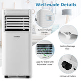 NNECW 7000 BTU/2050W Portable Air Conditioner with 2 Fan Speeds & 4 Casters