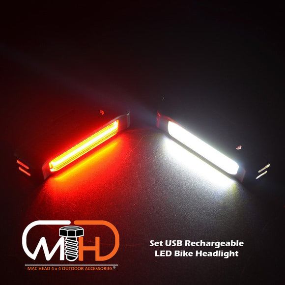 NNEDSZ Set USB Rechargeable LED Bike Front Light headlight lamp Bar rear Tail Wide Beam