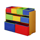 NNEIDS Kids Toy Box 9 Bins Storage Rack Organiser Cabinet Wooden Bookcase 3 Tier