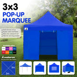NNEDPE Gazebo Tent Marquee 3x3 PopUp Outdoor Wallaroo - Blue