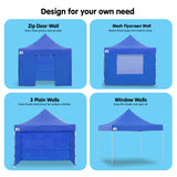 NNEDPE Gazebo Tent Marquee 3x3 PopUp Outdoor Wallaroo - Blue