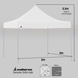 NNEDPE Gazebo Tent Marquee 3x3 PopUp Outdoor Wallaroo White