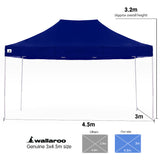 NNEDPE Gazebo Tent Marquee 3x4.5m PopUp Outdoor Wallaroo Blue