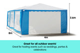 NNEDPE 4x8 Outdoor Event Wedding Marquee Tent Blue+White