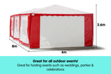 NNEDPE 4x8 Outdoor Event Wedding Marquee Tent Red+White