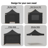 NNEDPE Gazebo Tent Marquee 3x3 PopUp Outdoor Wallaroo Black
