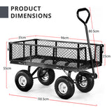 NNEDPE Garden Cart with Mesh Liner Lawn Folding Trolley Black