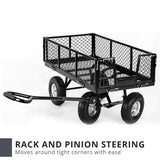 NNEDPE Garden Cart with Mesh Liner Lawn Folding Trolley Black