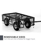 NNEDPE Garden Cart with Mesh Liner Lawn Folding Trolley Black