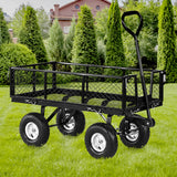 NNEDPE Garden Cart with Mesh Liner Lawn Folding Trolley Black