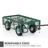NNEDPE Garden Cart with Mesh Liner Lawn Folding Trolley