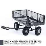 NNEDPE Garden Cart with Mesh Liner Lawn Folding Trolley Hammer