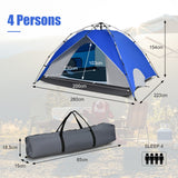 NNECW 3-In-1 4-Person Instant Waterproof Pop-up Tent with Carry Bag