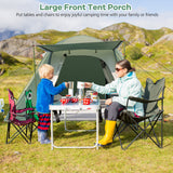 NNECW Double-Layer Camping Tent with Front Porch for Family