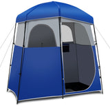 NNECW Double-Room Camping Shower Toilet Tent with Floor for Outdoor
