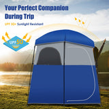 NNECW Double-Room Camping Shower Toilet Tent with Floor for Outdoor