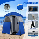 NNECW Double-Room Camping Shower Toilet Tent with Floor for Outdoor