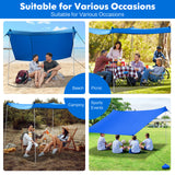 NNECW 2-Size Beach Sunshade Canopy with Sandbags &amp Carry Bag for Beach Trip-Blue-210 x 210 x 180 cm