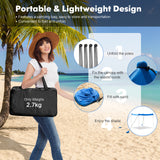 NNECW 2-Size Beach Sunshade Canopy with Sandbags &amp Carry Bag for Beach Trip-Blue-210 x 210 x 180 cm