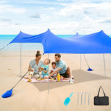 NNECW 2-Size Beach Sunshade Canopy with Sandbags &amp Carry Bag for Beach Trip-Blue-300 x 280 x 200 cm