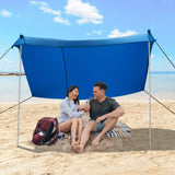 NNECW 2-Size Beach Sunshade Canopy with Sandbags &amp Carry Bag for Beach Trip-Blue-300 x 280 x 200 cm