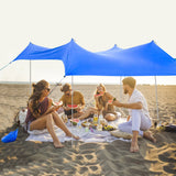 NNECW 2-Size Beach Sunshade Canopy with Sandbags &amp Carry Bag for Beach Trip-Blue-210 x 210 x 180 cm